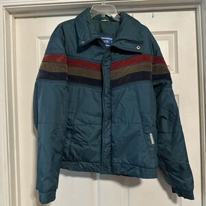 Vintage 90's OP Ocean Pacific Puffer Jacket Corduroy Large Retro Ski Coat